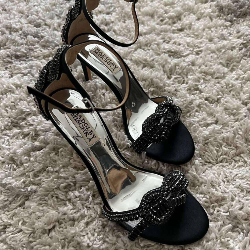 Black embellished heels